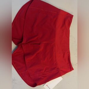 Red lululemon speed ups 4in